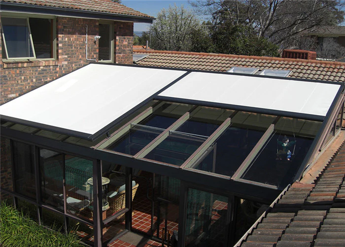 Outdoor-External-GLASS-Roof-Blind-Roof Blinds, Motorized Blinds, Retractable glass Blinds London-UK